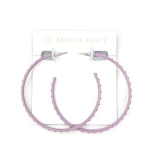 Kendra Scott Val Hoop Earrings Lilac Matte Iridescent Crystal Lavender New NWT